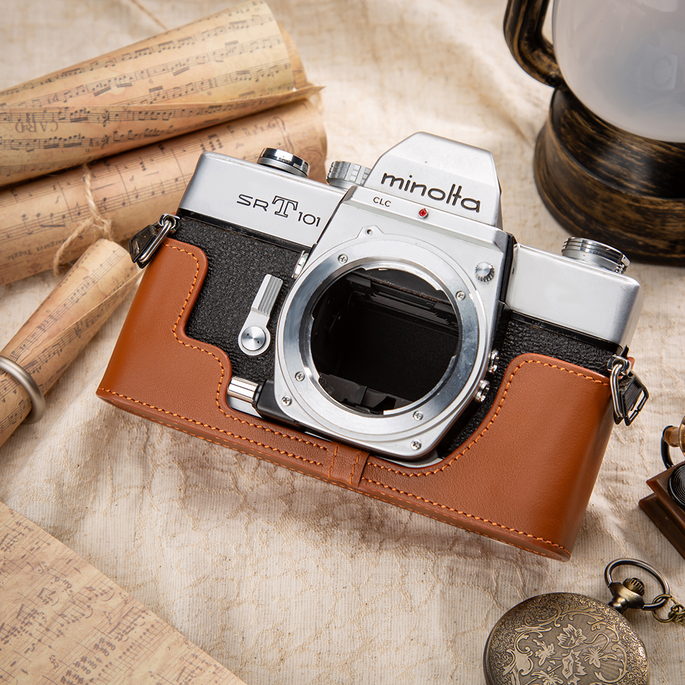 Photography Lighting Bag - Genuine Leather Camera Half Case For