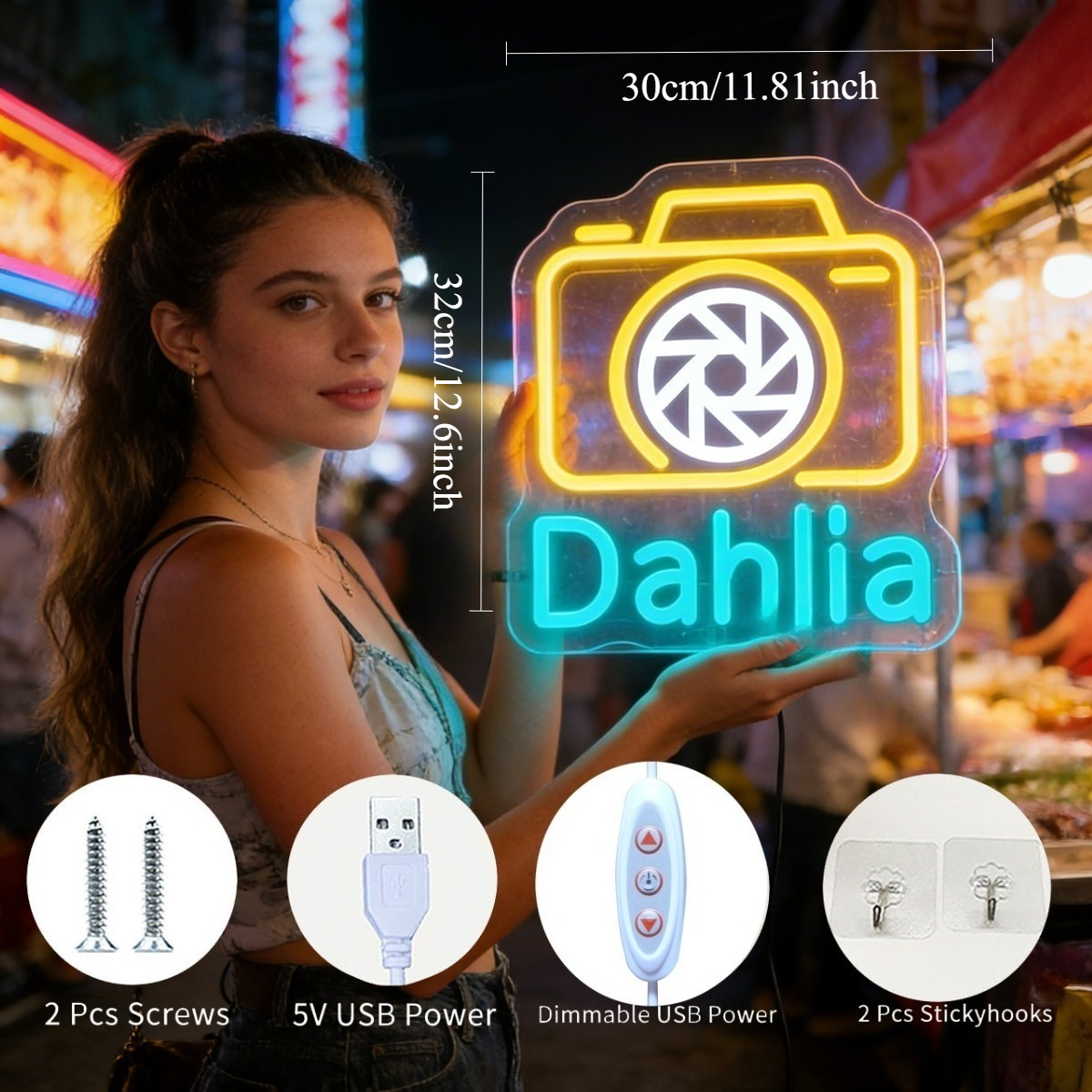 Dahlia Camera Neon Light Sign  - Vintage Photography Lighting recensie en prijs