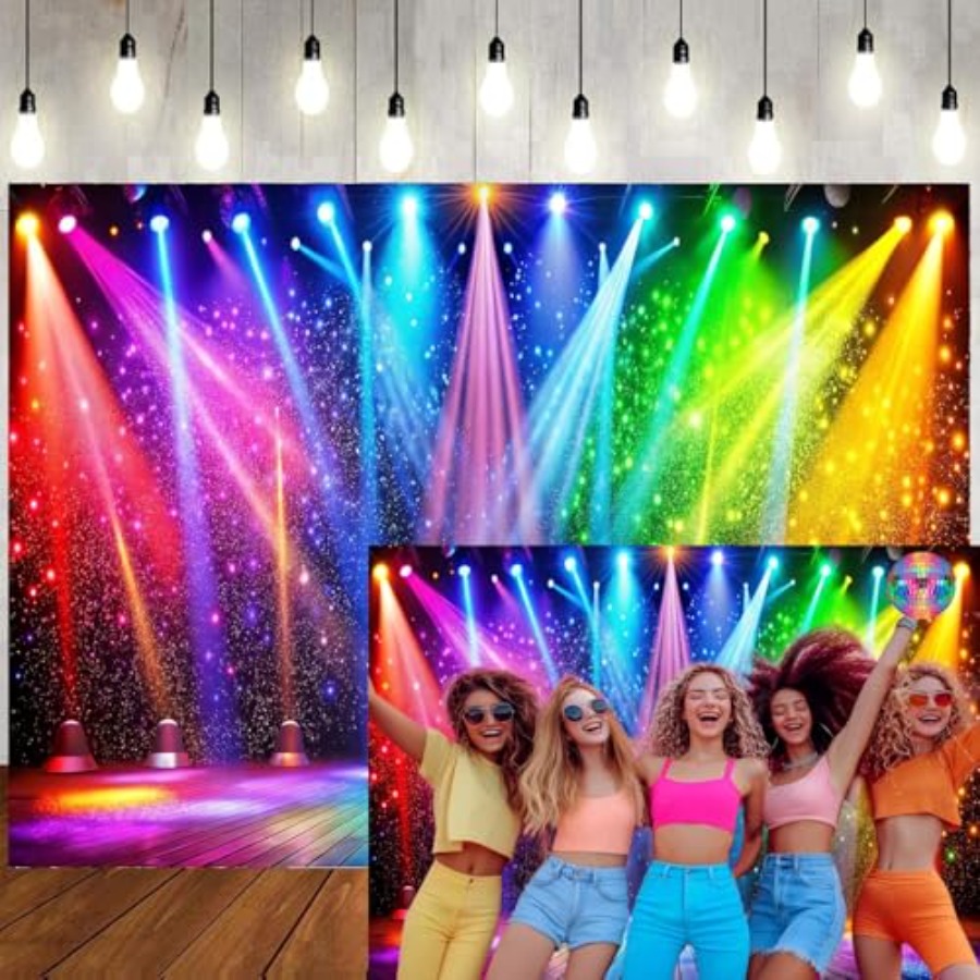 7x5ft Fabric Disco Rainbow Sta - Vintage Photography Lighting recensie en prijs