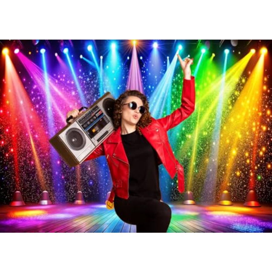 7x5ft Fabric Disco Rainbow Sta - Vintage Photography Lighting recensie en prijs